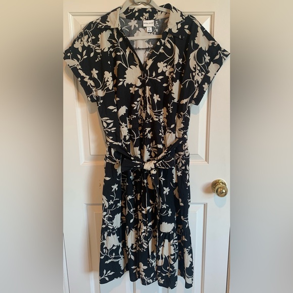 Ava & Viv black/tan button down midi dress. Great condition. Size 1X - Picture 2 of 4